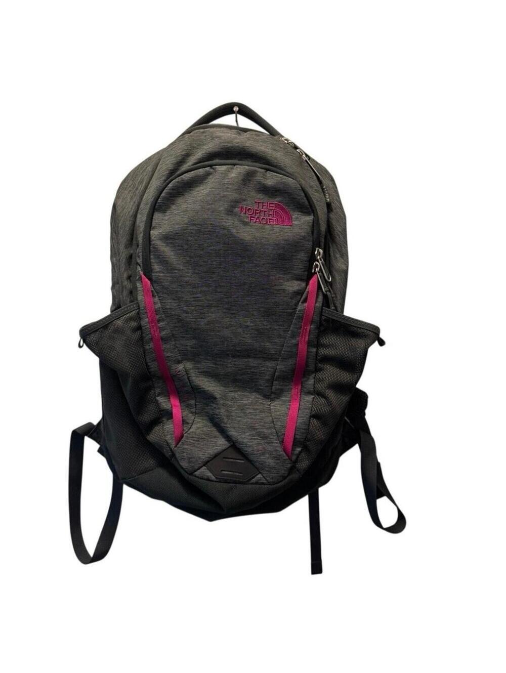 The North Face Vault Backpack Gray Pink Trim School Bookbag Laptop Rucksack